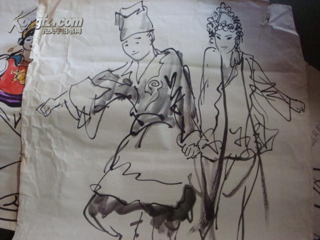 【图】董辰生 八十年代戏曲人物小品速写稿五幅 作品大小不一,拍品
