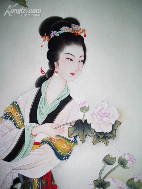 【图】【玉湖拍卖—真品试卖】当代工笔重彩仕女画第一人黄均高徒