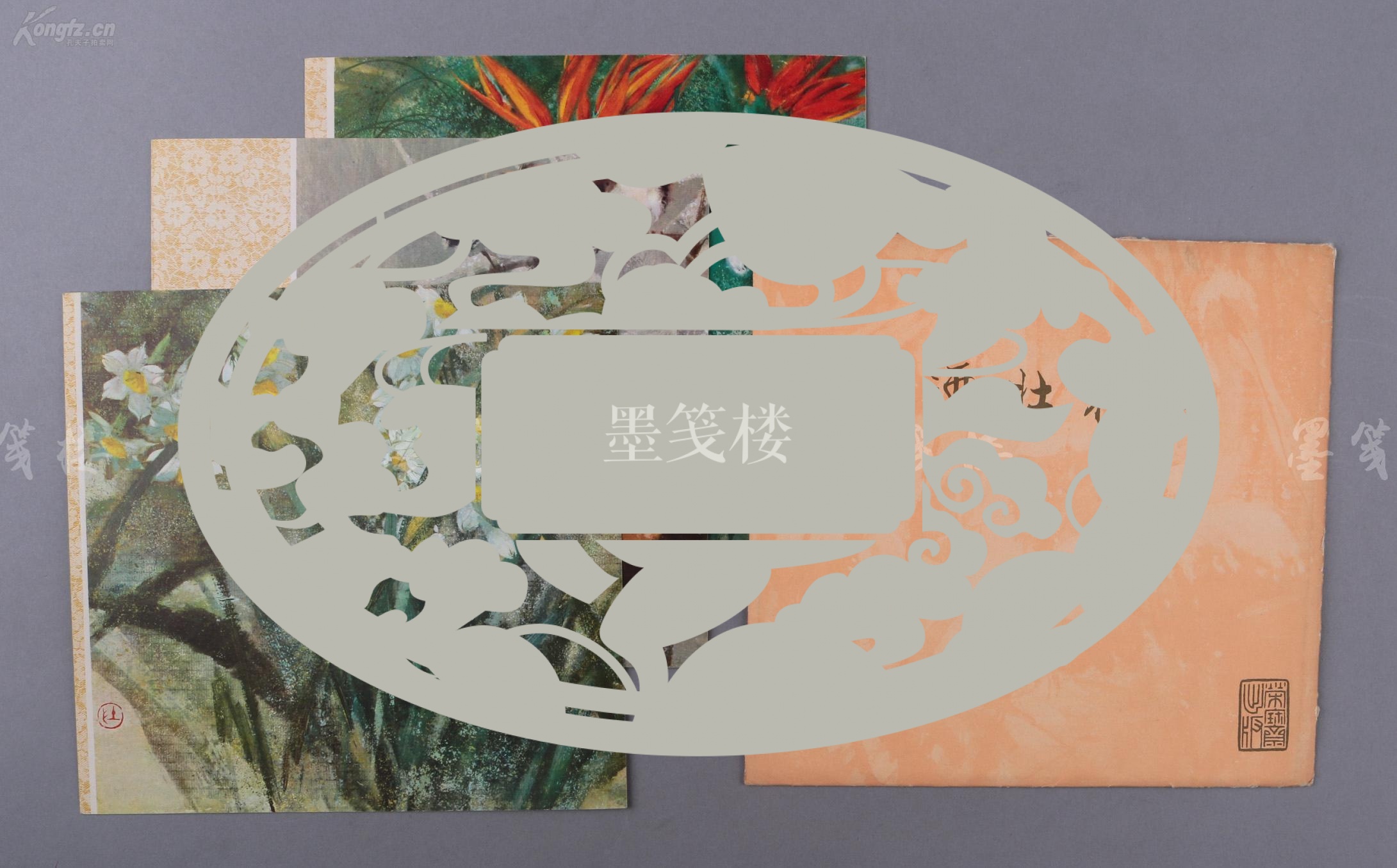 四川著名书法家张恪智王迺杜花鸟题词书法稿三件hxtx48051