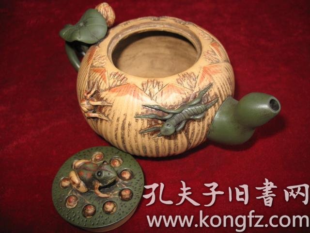 《荷塘月色壶》老段泥 蒋蓉作品 以月色下的荷塘为题 青蛙 荷花 荷叶