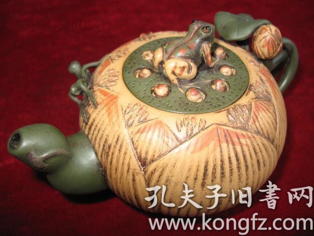 《荷塘月色壶》老段泥 蒋蓉作品 以月色下的荷塘为题 青蛙 荷花 荷叶
