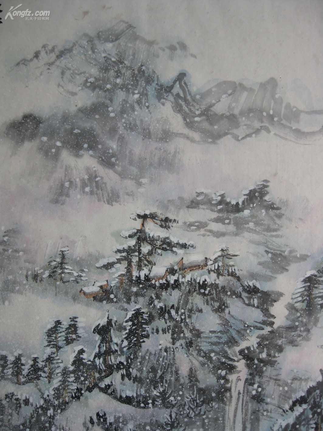 【图】谢天民之子著名画家谢暘山水《峨眉飞雪》真迹,拍品信息,网上