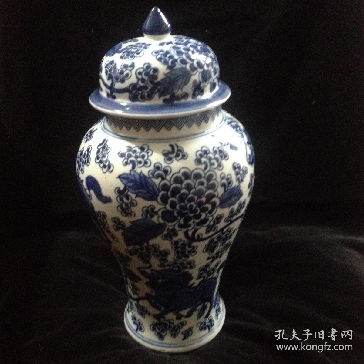 转行挥泪出售清三代清代康熙年一品堂制青花麒麟纹将军罐青花花色翠绿